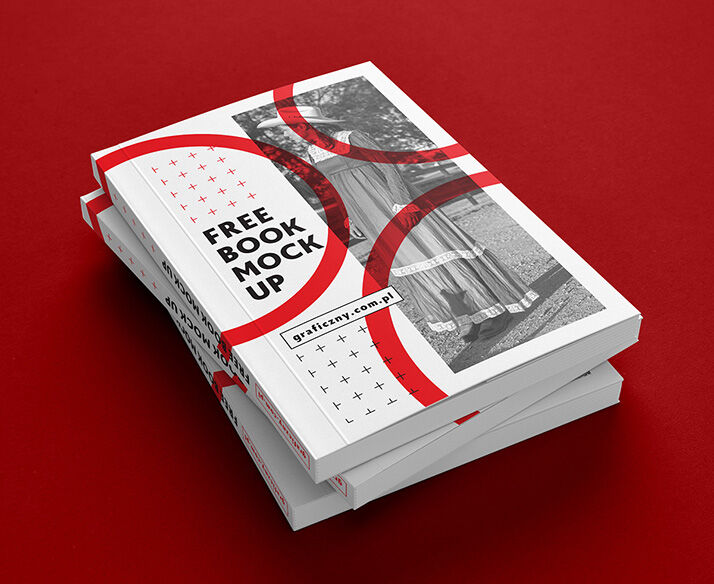 7 Book Mockups Laid Close and Open in Perspective View FREE PSD