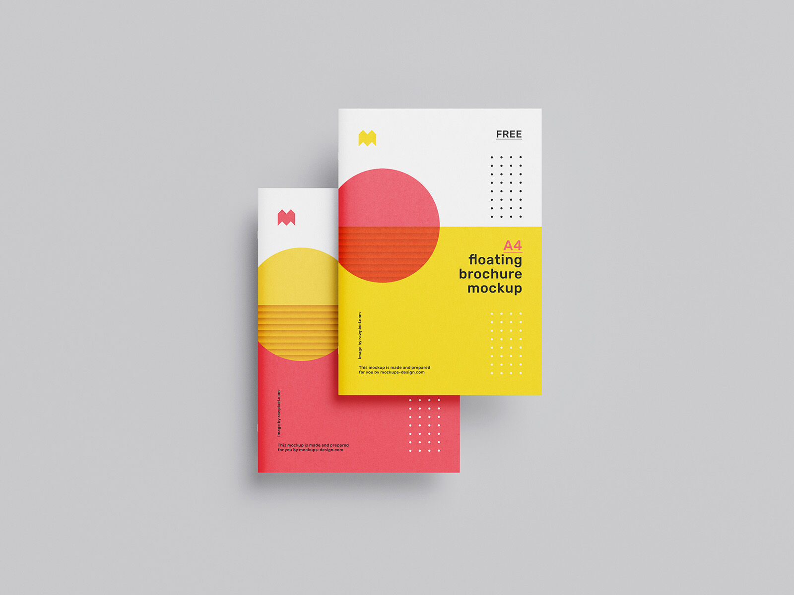 7 Mockups Featuring Floating A4 Brochure Booklet in Different Views FREE PSD