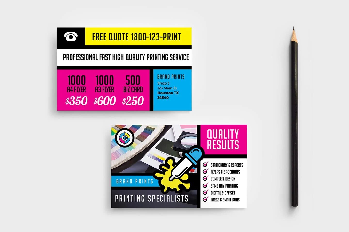 8 Colorful Print Shop Templates Pack FREE PSD
