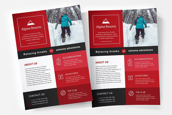 A4 Poster and Business Card Templates Featuring Black and Red Theme FREE PSD