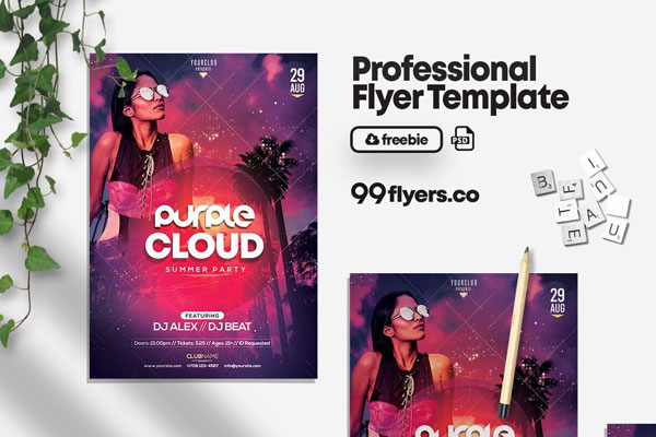 Abstract and Blob Summer Club Party Flyer Template FREE PSD