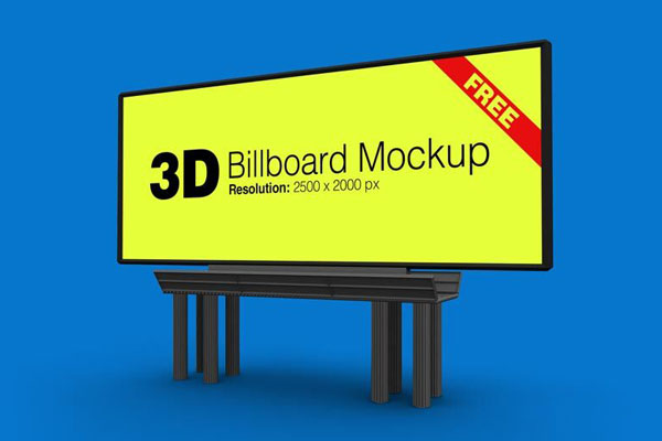 Angled View Outdoor Advertising Billboard Mockup FREE PSD