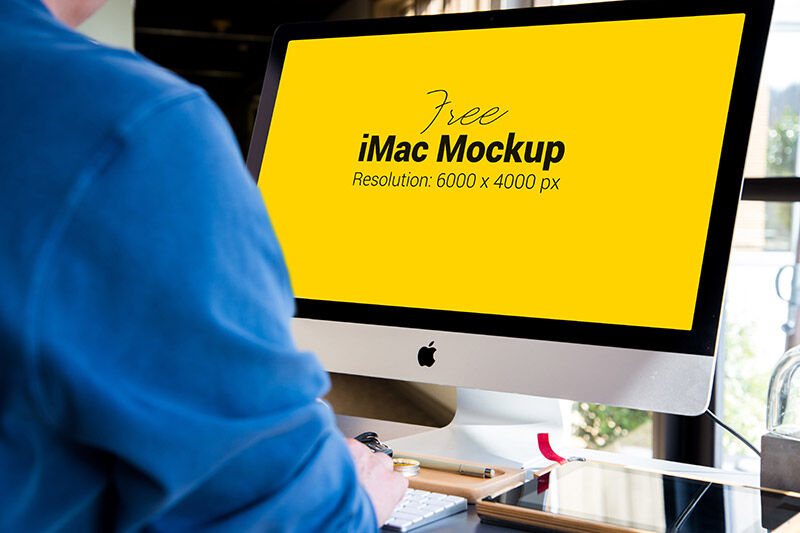 Apple iMac Screen Mockup in an Office FREE PSD