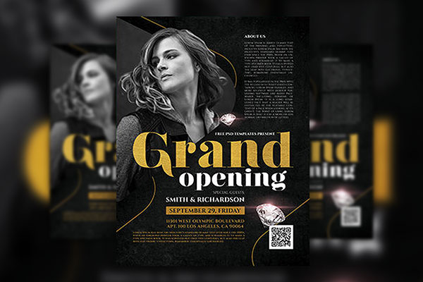 Black Grand Opening Flyer Template FREE PSD