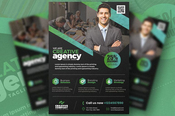 Black Modern Business Promotion Flyer Template FREE PSD