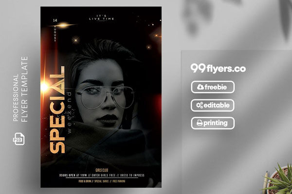 Black, Sparkling Modern Party Flyer Template FREE PSD