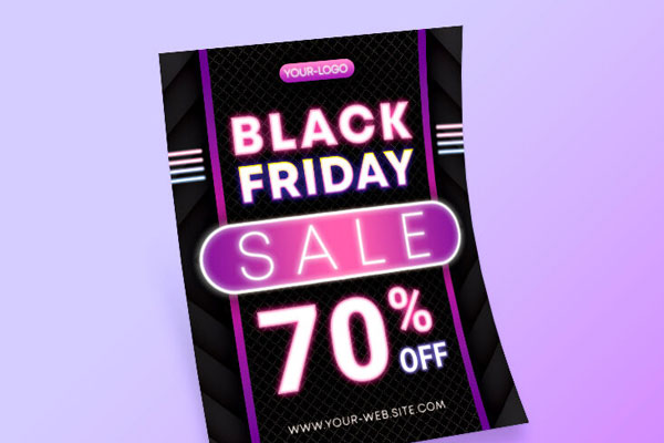 Border Neon Black Friday Flyer and Facebook Cover Templates FREE PSD