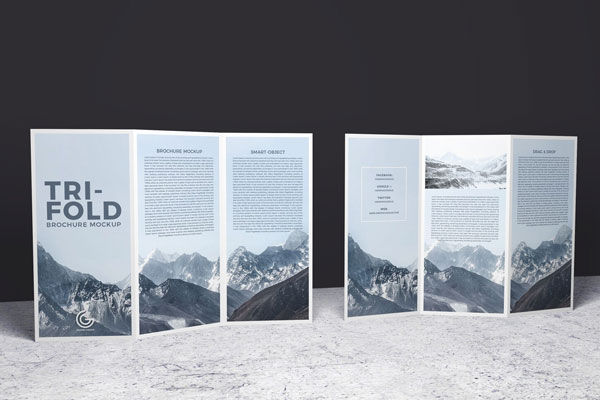 Both Sides of Tri Fold Brochure Mockup FREE PSD