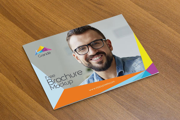 Center-Folded Brochure Mockup in Perspective FREE PSD