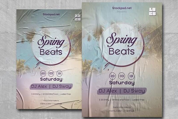 Circle Tropical Summer Party Flyer Template FREE PSD