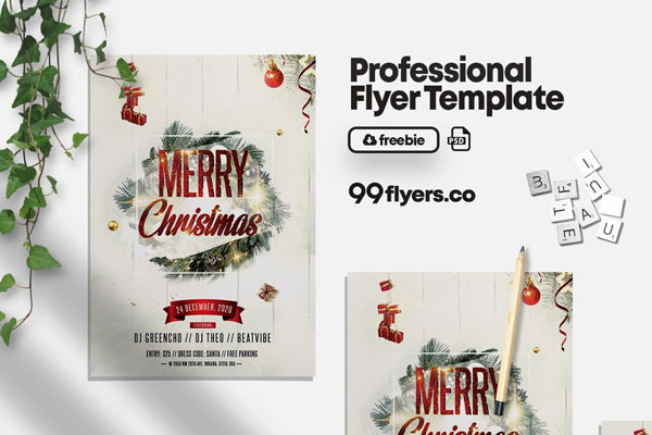 Classy Festive Christmas Celebration Flyer Template FREE PSD