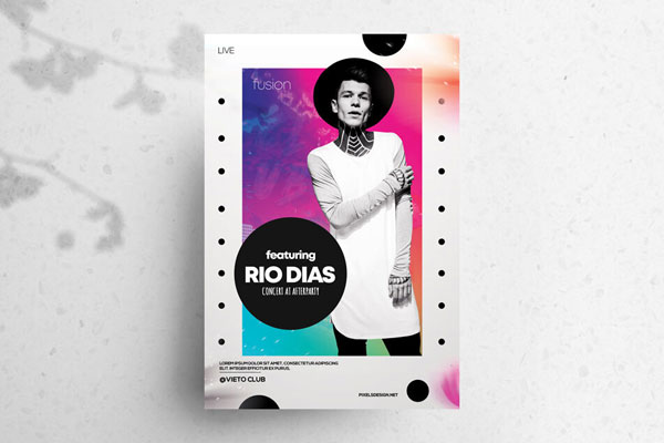 Clean, Geometric Concert\ Party Flyer Template FREE PSD