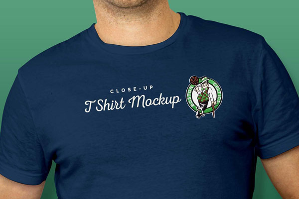 Closeup View of Man Model Wearing T-shirt Mockup FREE PSD