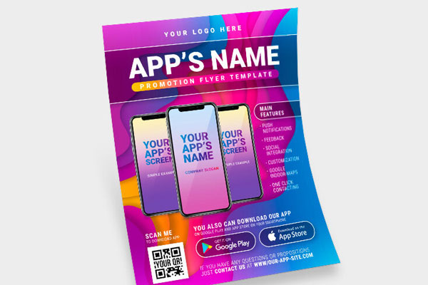 Colorful, Modern App Promotion Flyer Template Along with Facebook Cover FREE PSD