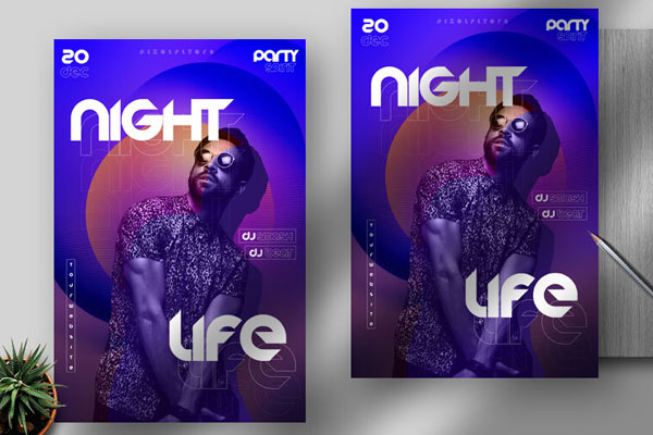 Colorful Night Club Party Flyer Template FREE PSD