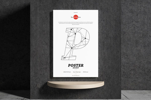 Concrete Indoor Wall Poster Mockup FREE PSD