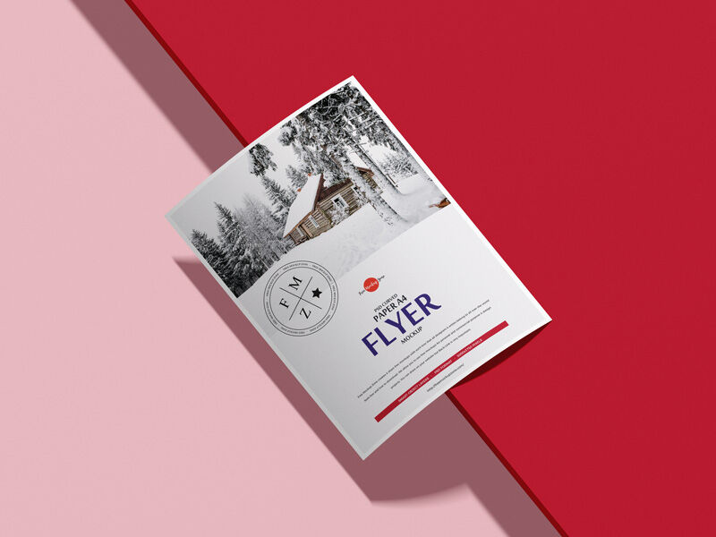 Curved Paper A4 Flyer Mockup FREE PSD