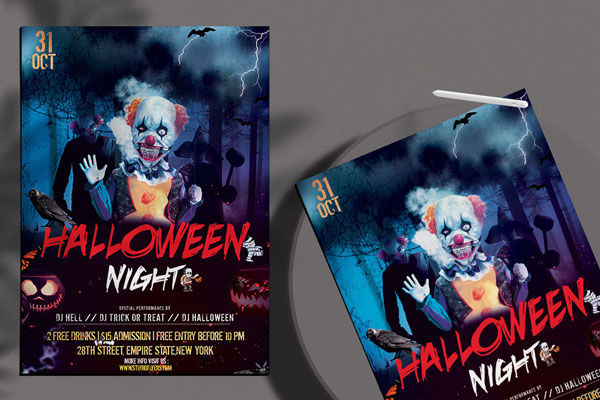 Dark Halloween Party Flyer Template FREE PSD