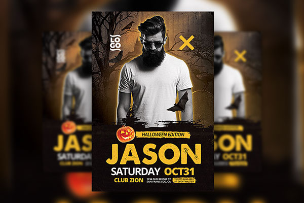 Dark Spooky DJ Announcement Halloween Edition Flyer Template FREE PSD