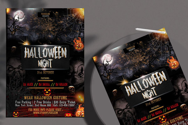 Darkish Halloween Event Flyer Template FREE PSD