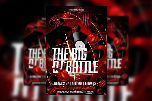 DJ Flyer Template with Whirlwind Effect and Floating Headphones FREE PSD