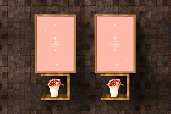 Double Interior Panel Frames Mockup FREE PSD