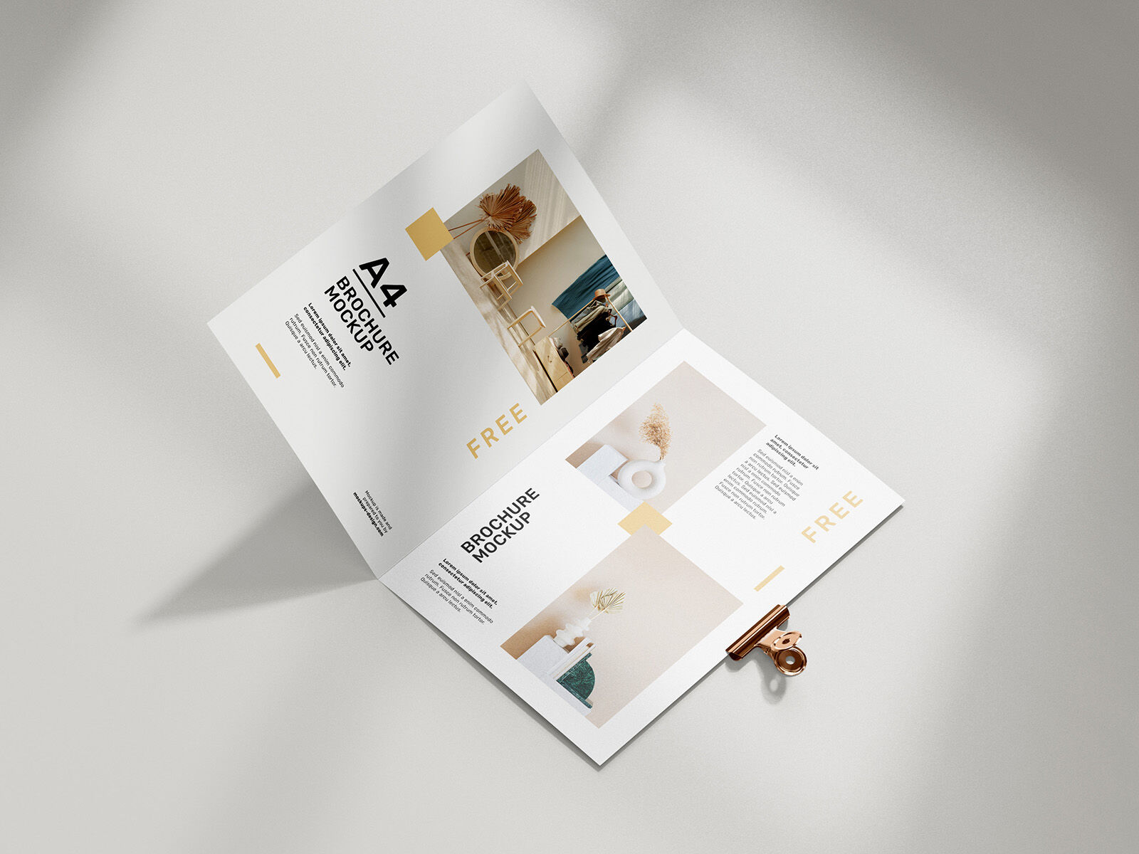 Five Realistic Folded A4 Brochure Mockups FREE PSD