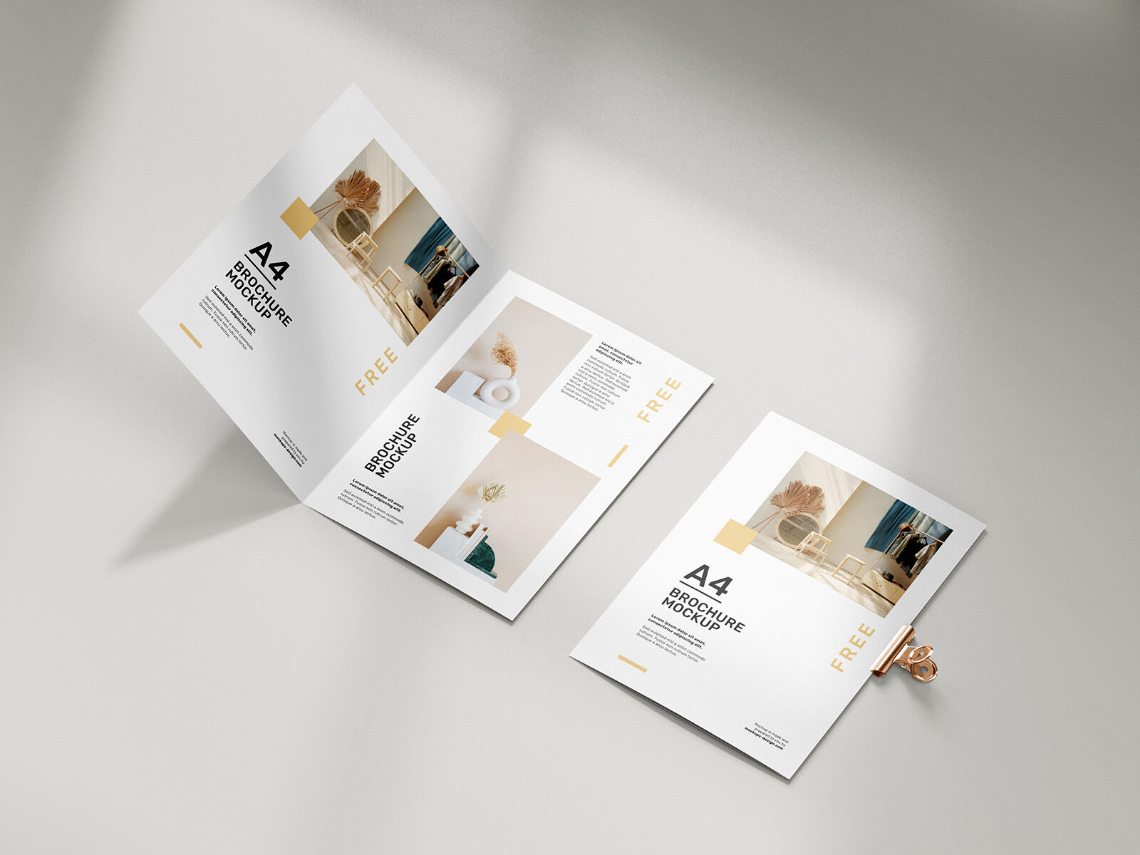 Five Realistic Folded A4 Brochure Mockups FREE PSD
