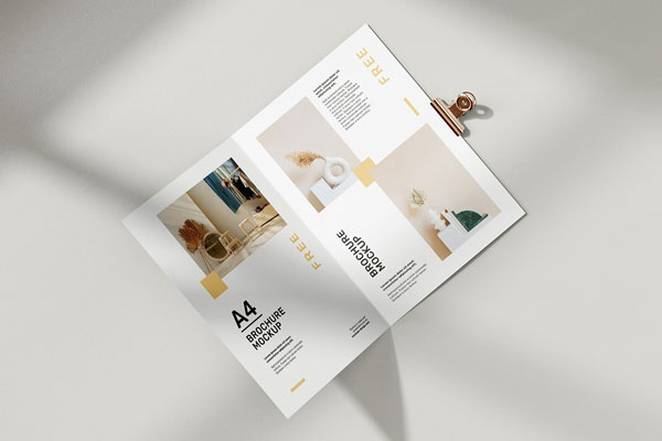Five Realistic Folded A4 Brochure Mockups FREE PSD