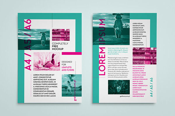 Five Simple Vertical Leaflet Mockups FREE PSD