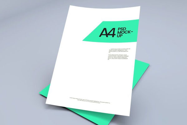 Floating A4 Letterhead Paper Mockup FREE PSD