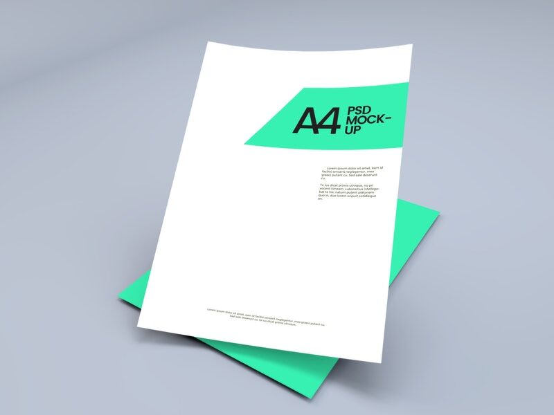 Floating A4 Letterhead Paper Mockup FREE PSD