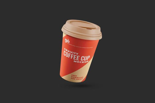 Floating Paper Coffee Cup Mockup FREE PSD