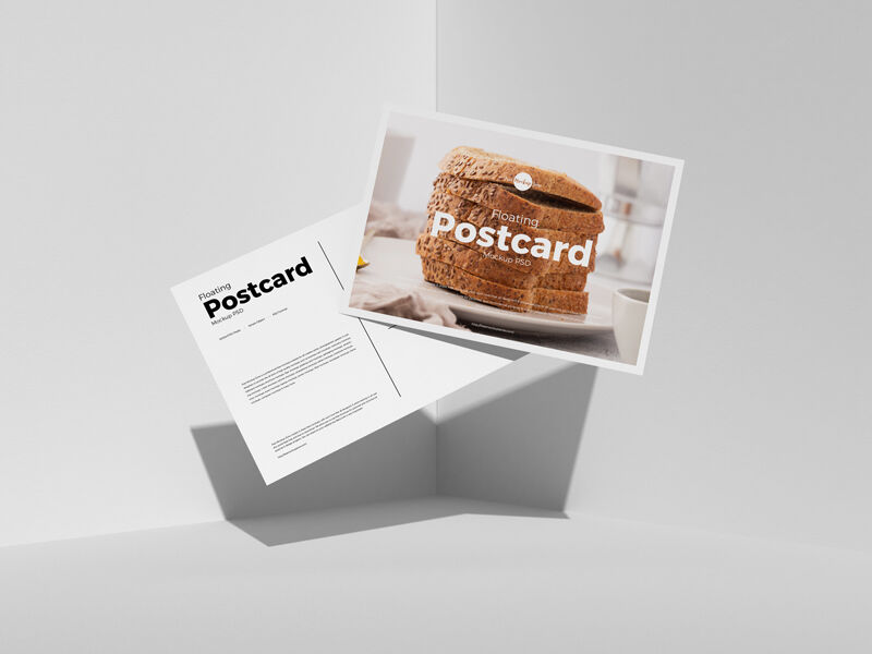 Floating Postcards Mockup from a Front View FREE PSD