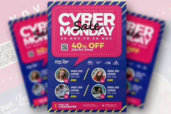 Frame Cyber Monday Sale Flyer Template FREE PSD