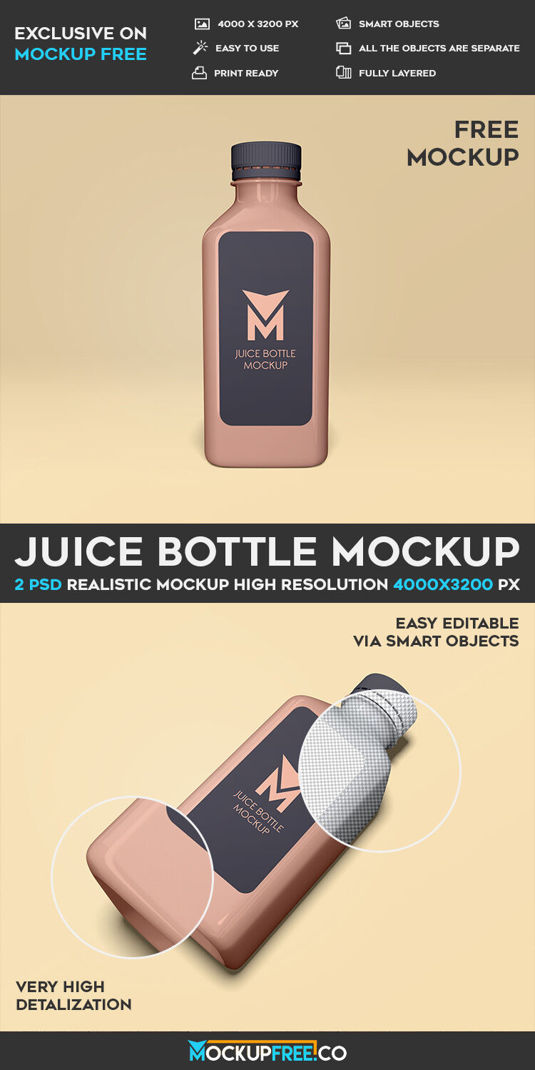 Glass Juice Bottle Mockup (FREE) - Resource Boy