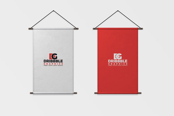 Front View 2 Vertical Canvases Hanging on the wall Mockup FREE PSD