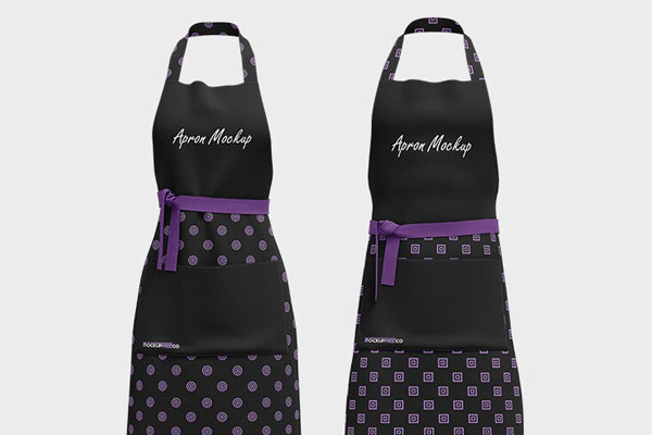 Front View 3D Mockup of Two Aprons with Pockets FREE PSD