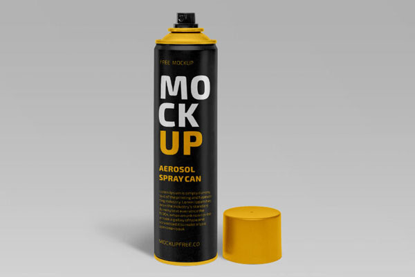 Front View Aerosol Spray Can with its Lid Off Mockup FREE PSD