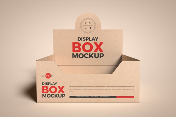 Front-View Empty Kraft Display Box Mockup FREE PSD