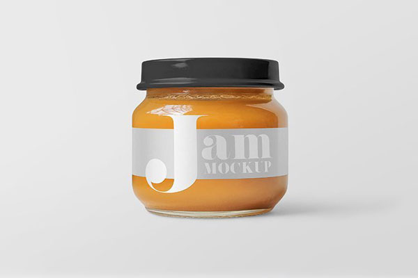 Front View Glass Jar With Jam Mockup FREE PSD