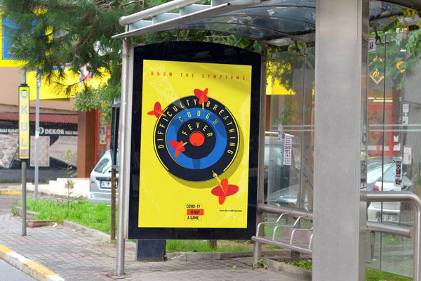 Front View of a Bus Stop MUPI Mockup FREE PSD