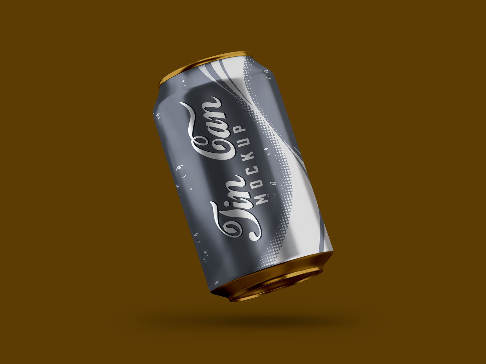 Front View of a Floating Cola/Beverage Tin Can Mockup FREE PSD