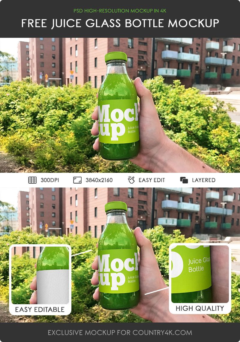 Glass Juice Bottle Mockup (FREE) - Resource Boy