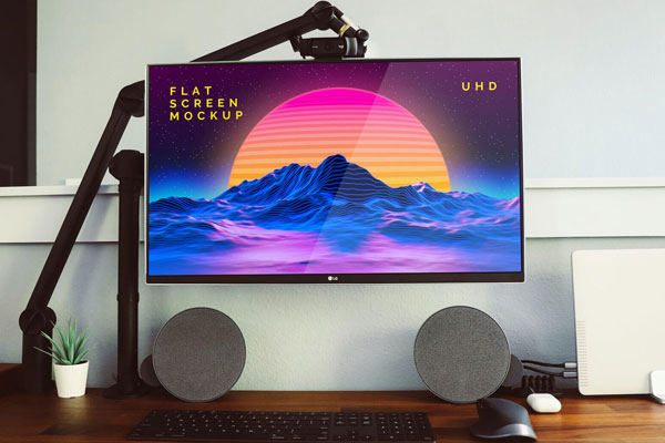 Front View of a LG Flat Screen Monitor Mockup FREE PSD