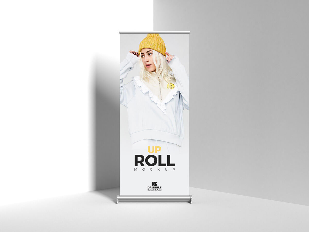 Front View of a Modern Roll-up Mockup FREE PSD