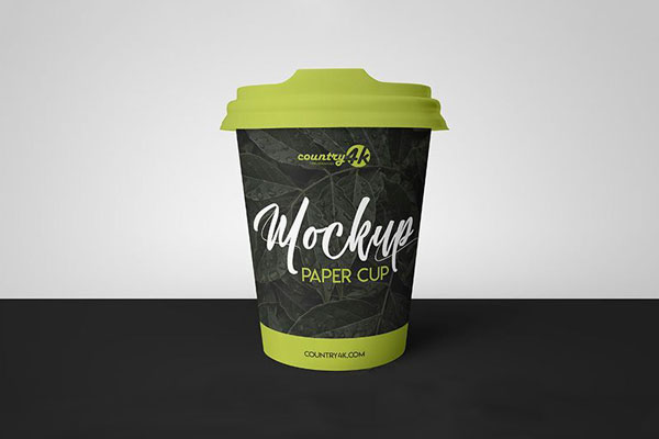Front View of a Paper Cup with Paper Lid Mockup FREE PSD