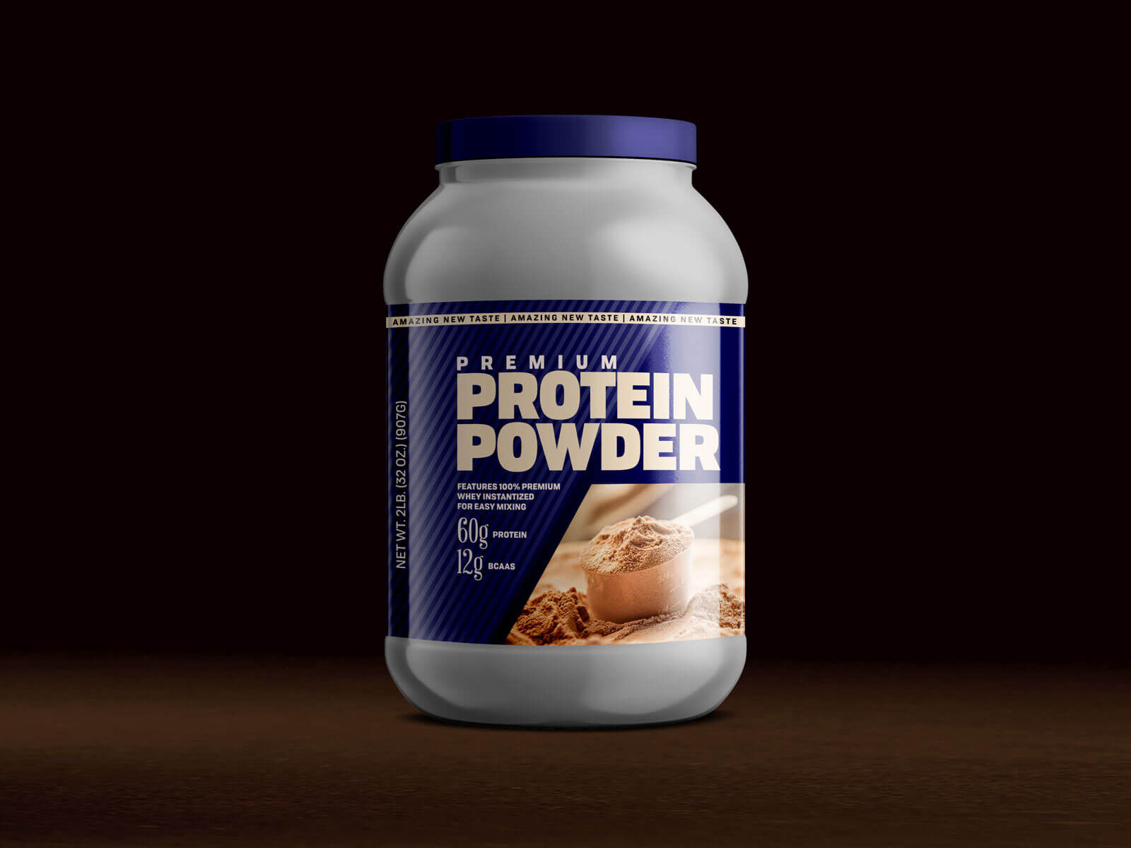 Front View of a Protein Powder Container Mockup FREE PSD