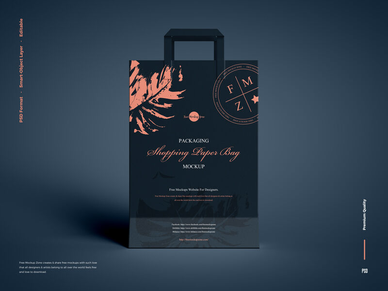 Front View of a Shopping Paper Bag Mockup FREE PSD