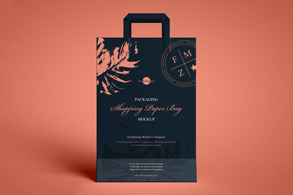 Front View of a Shopping Paper Bag Mockup FREE PSD